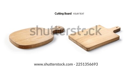 Creative layout of cutting boards on a white background. Round Cutting Board and Square Cutting Board Royalty-Free Stock Photo #2251356693