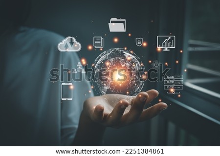 Transformation technology strategy, adoption of technology in business in the digital age, new technology big data and business process strategy, Increase global business potential. Royalty-Free Stock Photo #2251384861