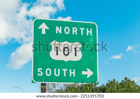 101 North and South freeway entrance sign in California