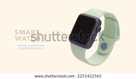 3d realistic smart watch isolated on yellow background. Vector illustration Royalty-Free Stock Photo #2251422565