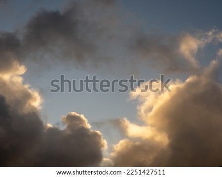 Blue dramatic cloudy sky background. Nature cloudscape scene.