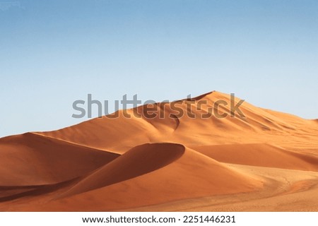 sand dune at sossusvlei national park with golden light Royalty-Free Stock Photo #2251446231