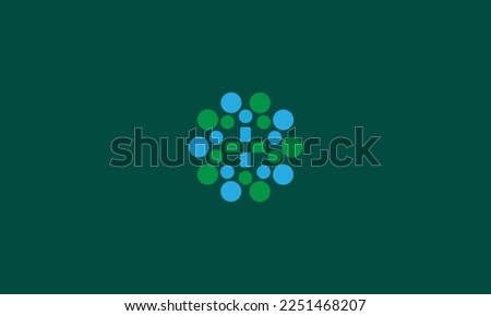 Vector health logo design template. Abstract dots symbol. Icon round shape. Blue and green colours.