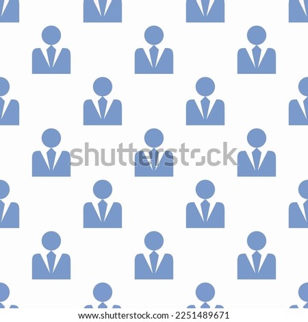 Seamless repeating tiling user tie flat icon pattern of white smoke and dark pastel blue color. Background for wedding invitation.