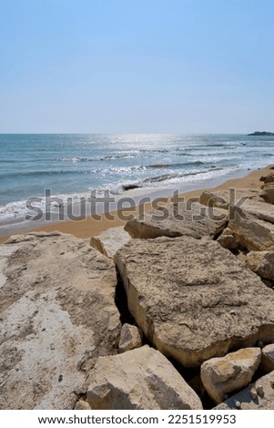 Italy, Sicily, Mediterranean Sea, southern east sandy coastline, rocks and the Caucana beach (Ragusa province)