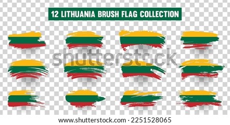 Artistic Lithuania country brush flag collection. Set of grunge brush flags on a solid background
