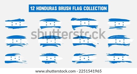 Artistic Honduras country brush flag collection. Set of grunge brush flags on a solid background