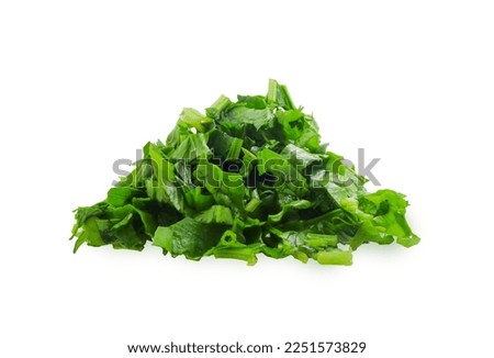 closeup spinach chopped raw leaves on white background Royalty-Free Stock Photo #2251573829