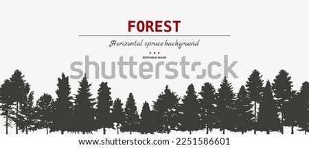 Vector silhouette of Treeline Spruce And Pines.Horizontal spruce background.Spruce treeline	