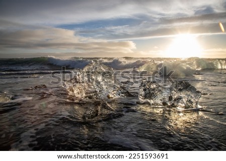 Diamond beach with icebergs in Iceland