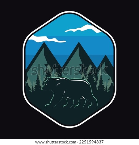 Mountain Adventure Emblem Patch Logo Poster Label Vector Illustration Retro Vintage Badge Sticker And T-shirt Design