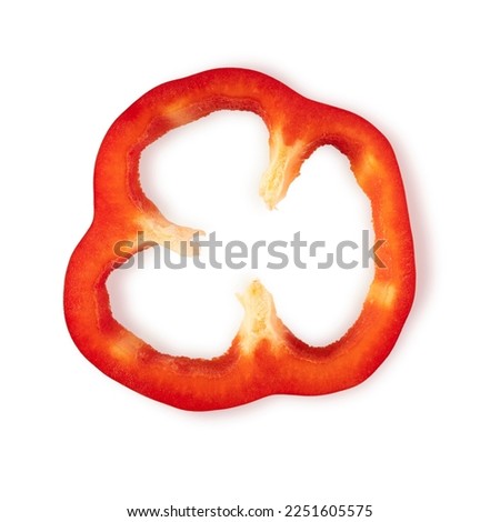 Slice of red Bell pepper isolated on a white background. Clip art image for package design. BIO vegetables,