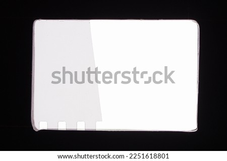 Camera film strip isolated on black background, film strips without photos on it, Real high resolution 35mm photo scan design element, copy space