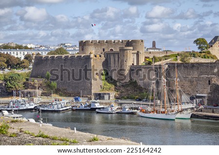 Old castle of city Brest, Brittany, France Royalty-Free Stock Photo #225164242