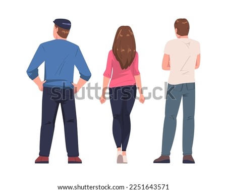 Man and Woman Character Standing Back View Vector Set Royalty-Free Stock Photo #2251643571