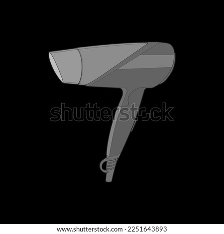 hair dryer line art vector hand drawing, isolated, vector for coloring book.
