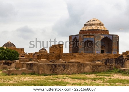Ancient mausoleum at Makli Hill in Thatta, Pakistan. Necropolis, graveyard Royalty-Free Stock Photo #2251668057