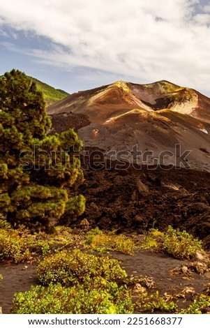 Tajogaite volcano crater, La Palma island. Royalty-Free Stock Photo #2251668377