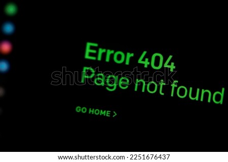 Closeup of 404 Error message in Internet Browser on LCD Screen Royalty-Free Stock Photo #2251676437