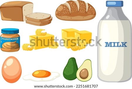 Set of breakfast food illustration