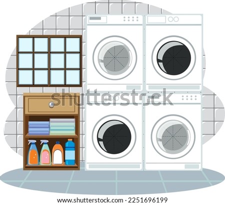 Laundry room objects set illustration