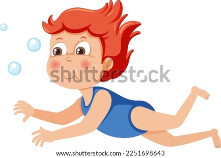 A girl wearing swimsuit is swimming illustration