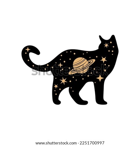 Vector silhouette of a universe cat