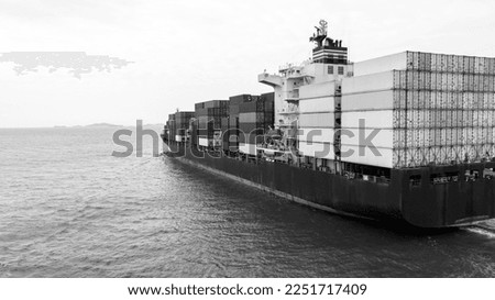 aerial view black and white photography cargo ship marine import and export international, global business and industry transportation concept,
