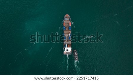 aerial photography cargo ship marine import and export international, global business and industry transportation concept,