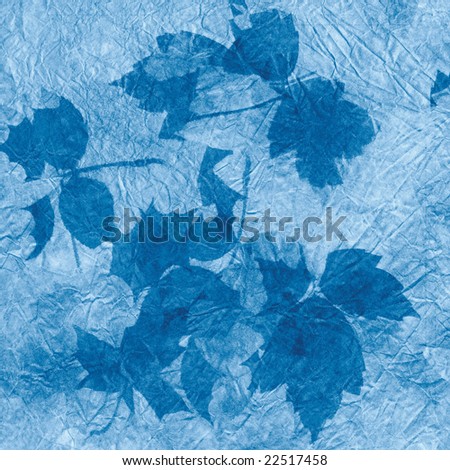 blue abstract composition with leaves