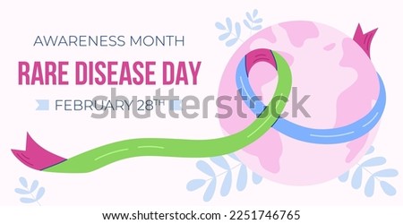 Flat Rare disease day illustration for banner. Royalty-Free Stock Photo #2251746765