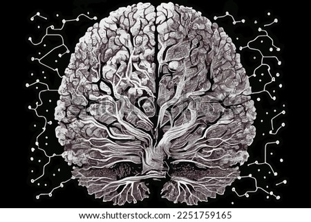 Human brain, intellect, neuronal network concept, illustration