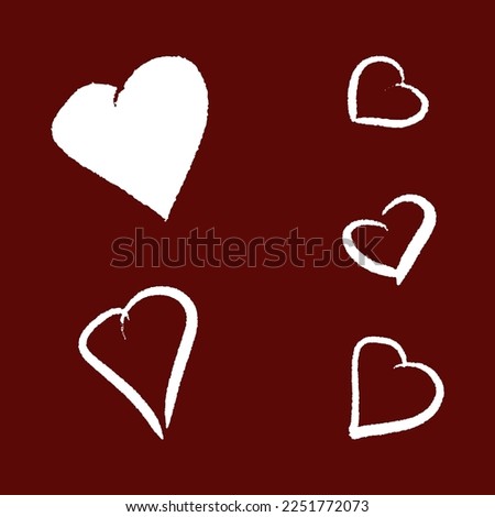 Seamless pattern of hand-drawn hearts in red and white tones on a white background