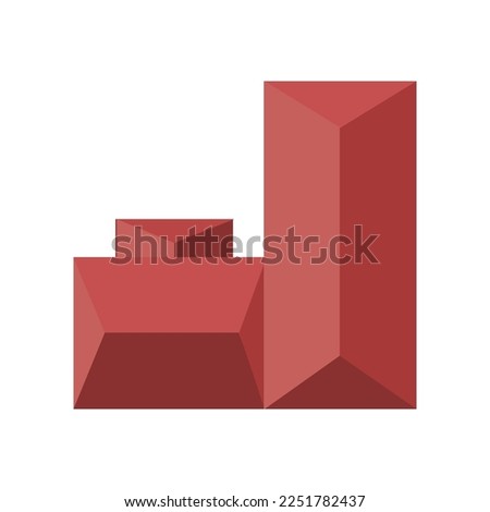Top view of red house roof for scheme vector illustration. Aerial view of house roof, street or park element for cityscape plan or map. Landscape design, architecture concept Royalty-Free Stock Photo #2251782437