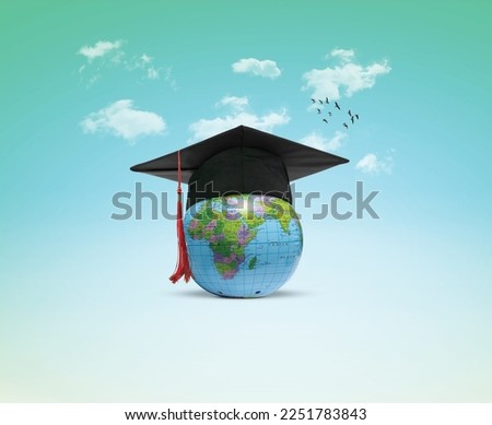 International Day of Education concept. World or earth globe isolated on book pages in round shape.  Royalty-Free Stock Photo #2251783843