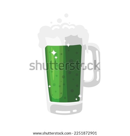 Mug of green ale on white background. St. Patrick's Day celebrat