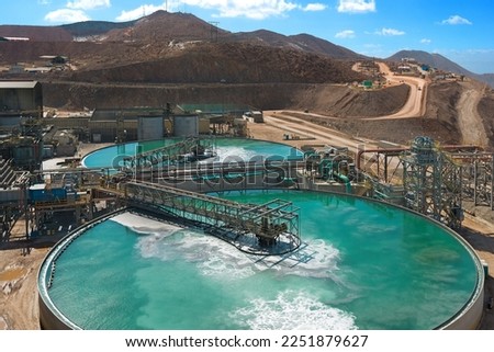 The water treatment facility at a copper mine and processing plant. Royalty-Free Stock Photo #2251879627