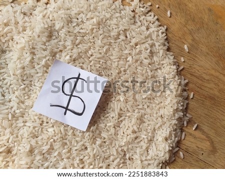 rice with a dollar sign on the table