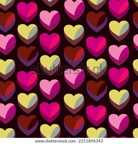Vector seamless love symbol half-drop pattern, with stylish hearts  


