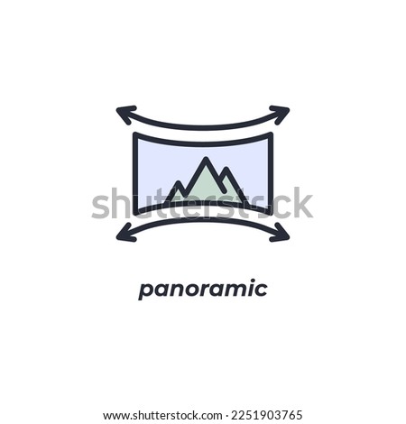 Vector sign panoramic symbol is isolated on a white background. icon color editable.