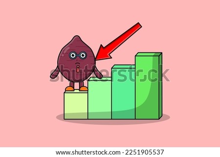 Sweet potato cute businessman mascot character with a inflation chart cartoon style design