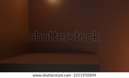 blank stand interior design, empty room for show case background, 3D rendering gold anodized color blank stand interior design