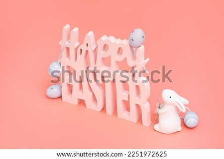 happy easter background with eggs and bunny