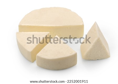 White italian fresh cheese called primo sale, sliced shape isolated on white with clipping path included
