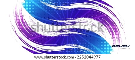Colorful Brush Background with Halftone Effect. Brush Stroke Illustration for Banner, Poster, or Sports Background. Scratch and Texture Elements For Design