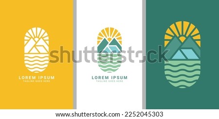 Camping and outdoor adventure retro logo design. Great for shirts, stamps, stickers logos and labels. Royalty-Free Stock Photo #2252045303