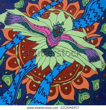 color hand drawn stylized art poster  bird sun Jonathan Linguiston