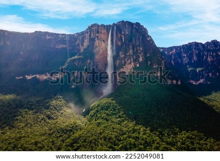 Scenic Aerial view of Angel Fall world's highest waterfall in Venezuela Royalty-Free Stock Photo #2252049081