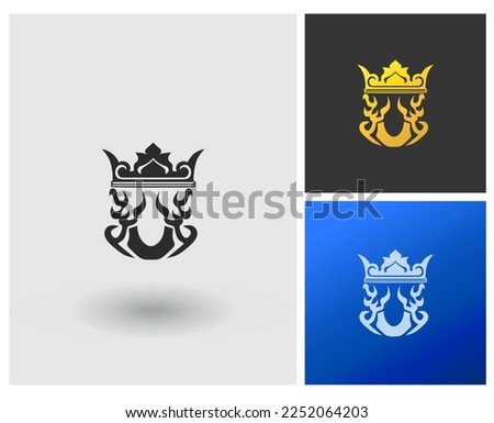 Logo U Letter shape monogram style with crown