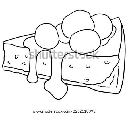 dessert outline for coloring book. dessert coloring page. sweet illustration. cake and cupcake sketch.